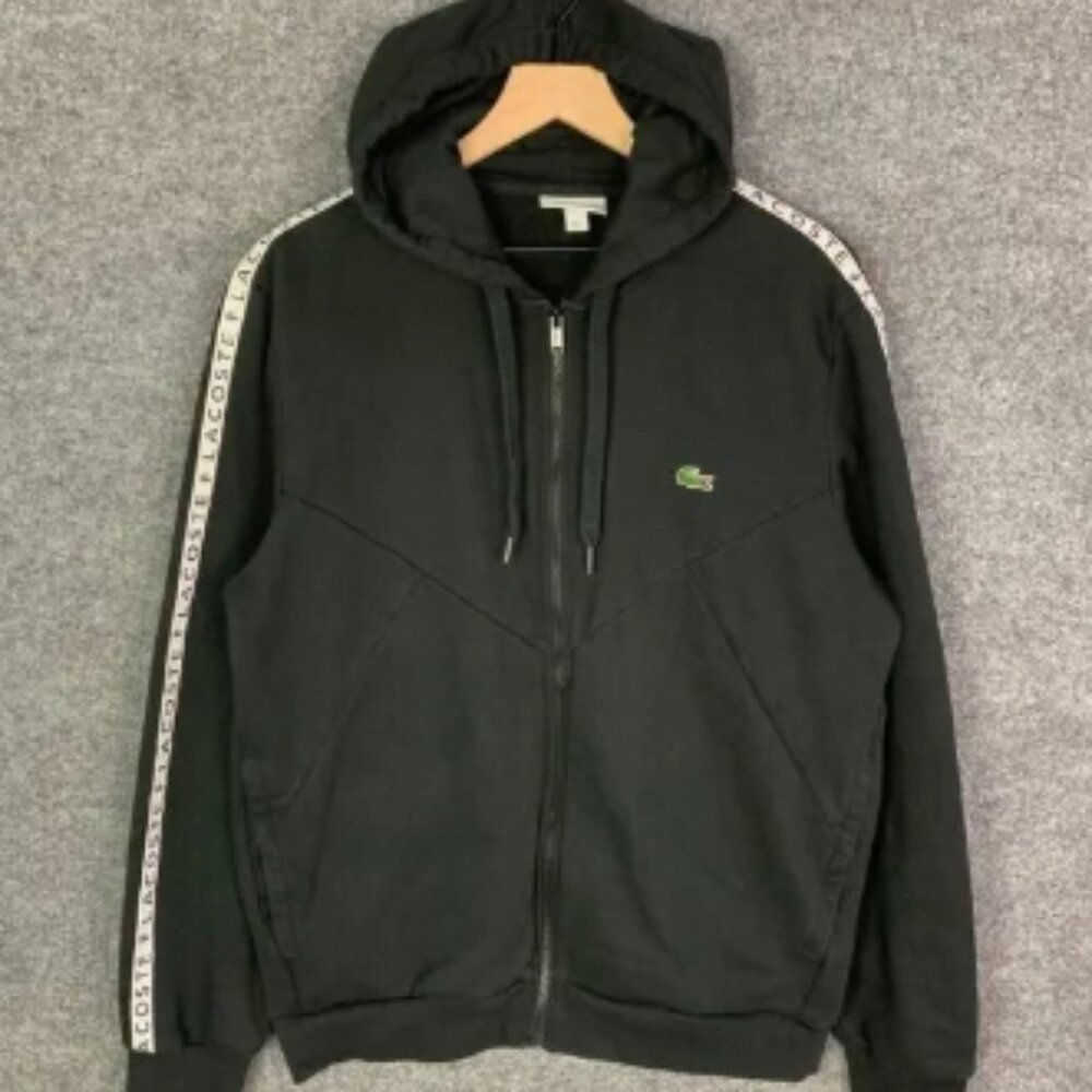 Lacoste Rate Men's Hoodie Full Zip Sweatshirt Size 5 - L Color Black